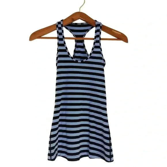 Lululemon Blue Striped Racerback Tank Workout Athleisure Yoga Workout Size 4 - Picture 1 of 4
